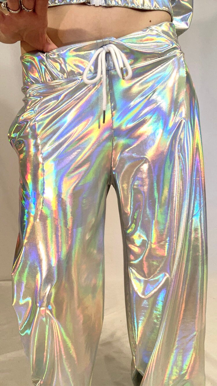 Mens Holographic Iridescent Space Pants | Etsy