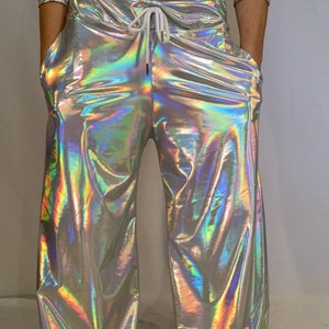 Womens Holographic Iridescent Space Pants - Etsy