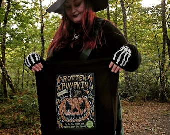 Rotten Pumpkin XL Tote Bag - Extra Large Spooky Halloween Horror Bag - Trick Or Treat Grocery Shopping Bag