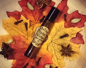 Kitchen Witchery Original Perfumed Oil - Autumn Halloween Witch Roll On Fragrance - Toffee Apple Baked Bread Pumpkin Spice Vegan Oil Blend