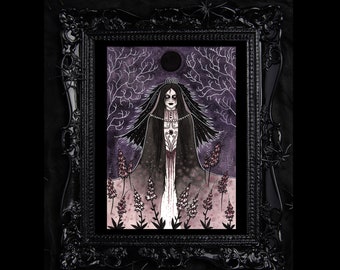 The Foxglove Bride Print - Ghostly Apparitions A5 - A4 - A3 Watercolour Art - Gothic Purple Ghost Lady Decor - Botanical Poisonous Flowers