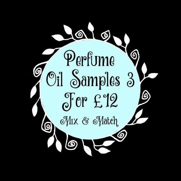 Special Offer! Any 3 Perfume Oil Samples For 12 Pounds  - 3ml Original Perfumed Oil Roll On Fragrances - Custom Set Of Vegan Oil Blends