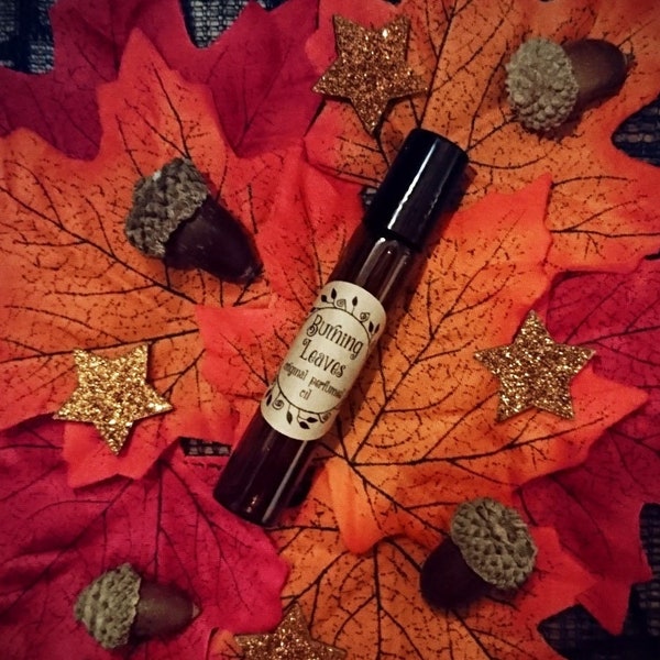 Burning Leaves Original Perfumed Oil - Gothic Autumn Winter Spiced Bonfire Wood Roll On Fragrance - Burnt Leaves Vetiver Vegan Oil Blend