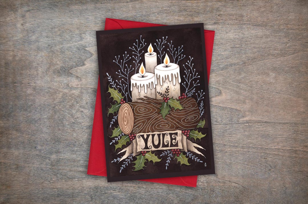 Yule Candles Greetings Card & Envelope - Yuletide Pagan Winter ...