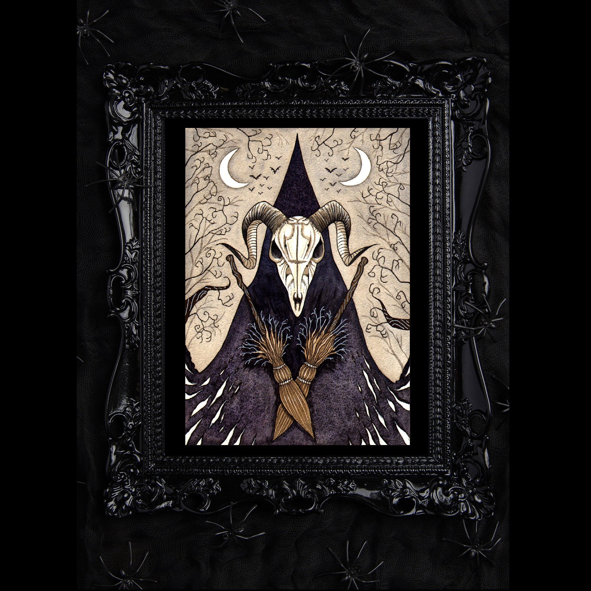 Witch Skull Print Pagan Witch Goat Skull A5 A4 A3 Print Gothic Occult  Halloween Witch Mask Decor Broomstick Double Moon Bats Art - Etsy Denmark
