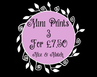 Mini A6 Print Offer - Any 3 Small Illustration Prints For 7 Pounds 50 - Mix And Match From All Designs