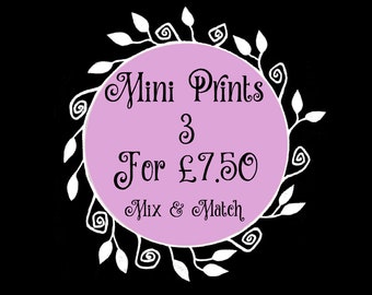 Mini A6 Print Offer - Any 3 Small Illustration Prints For 7 Pounds 50 - Mix And Match From All Designs