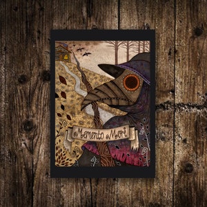 Mini A6 Pest Arzt Druck - Kleine Pest Arzt Illustration - Mini Memento Mori Postkarte Print - Gothic Steampunk Spooky Aquarell Kunst