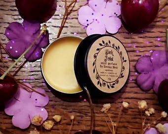 Black Forest Solid Perfume - Romantic Spring Solid Fragrance Tin - Black Cherry, Dark Chocolate, Vanilla Cream & Woods Vegan Perfume Blend