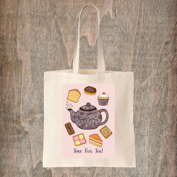 Time For Tea Bag Vintage Afternoon Tea Party Teapot Canvas Etsy