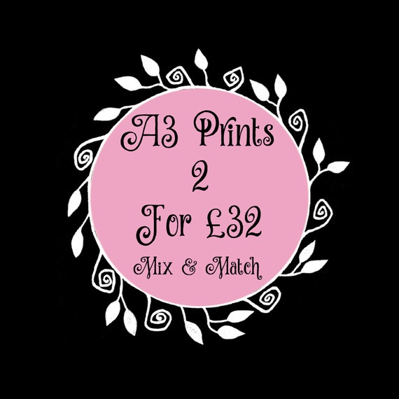A3 Print Offer - Any 2 A3 Size Illustration Prints For 32 Pounds - Mix And Match Any Design