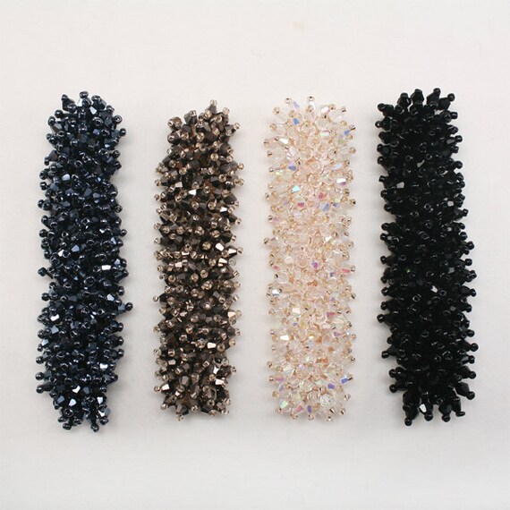1 pc of Rhinestone beaded applique for Headband Hair clip Hair Etsy