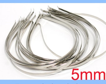 12pcs of 5mm Silver metal headbands Hair accessories wholesale lots Annielov Hair Crafts Supplies Silver Plated Metal Headband