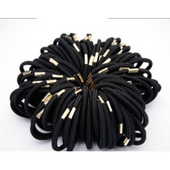 50 Pcs Of 5mm Black Elastic Ponytail Holders With Metal Clamp Etsy