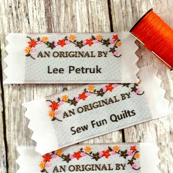 Sew on Woven Clothing Labels, Fabric Labels, Knit Labels An Original By imprinted with 1 line of text custom clothing Labels