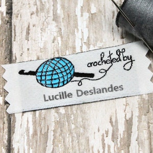 Crochet By Sew on Personalized Woven Labels, Crochet Labels, Woven Labels, Personalized Labels for Crochet Projects, Fabric Labels, Labels