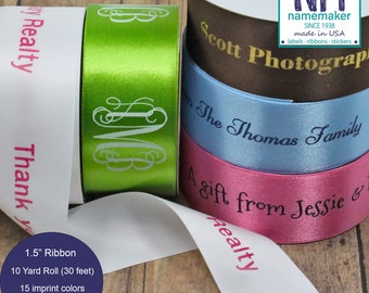 Personalized Satin Ribbon, Custom Printed Ribbon, Favors & Gifts (1.5", 30 ft)