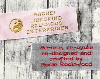 Custom Clothing Labels, Personalized Fabric Labels, Woven Labels, Sewing Labels, Custom Made Labels, Fabric Labels, Cotton CLothes Tags