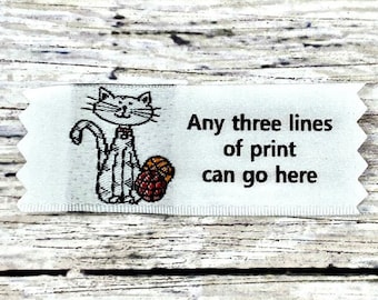 Woven Clothing Labels, Custom Sewing Labels, Cat Labels, Knitting, Crocheting, Quilting Labels, Labels for Garments