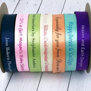 Personalized Ribbons, 5/8 Width Personalized Satin Ribbon, Professionally Printed Favor Ribbon, Wedding Ribbon, Gift Ribbon, Custom Ribbon image 1