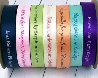 Personalized Ribbons, 5/8" Width Personalized Satin Ribbon, Professionally Printed Favor Ribbon, Wedding Ribbon, Gift Ribbon, Custom Ribbon