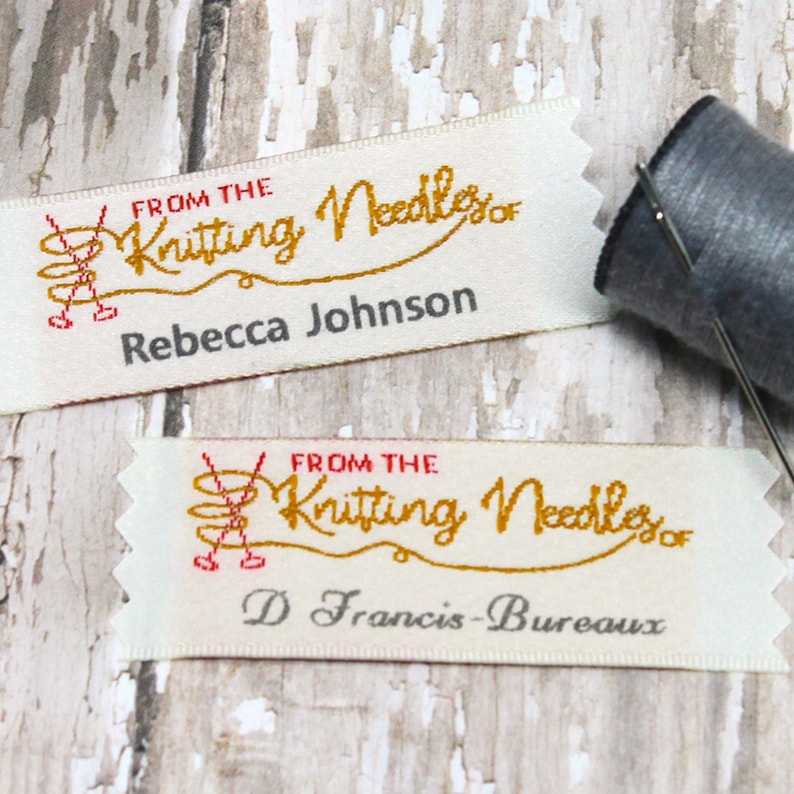 Personalized Knitting Labels, Woven Fabric Tags, Sewing Labels image 1