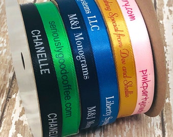 10 yards (30 feet) USA Made, Printed Personalized Satin Ribbon, 3/8" Width Ribbon,  Gift, Favor, Holiday, Wedding customized Ribbon