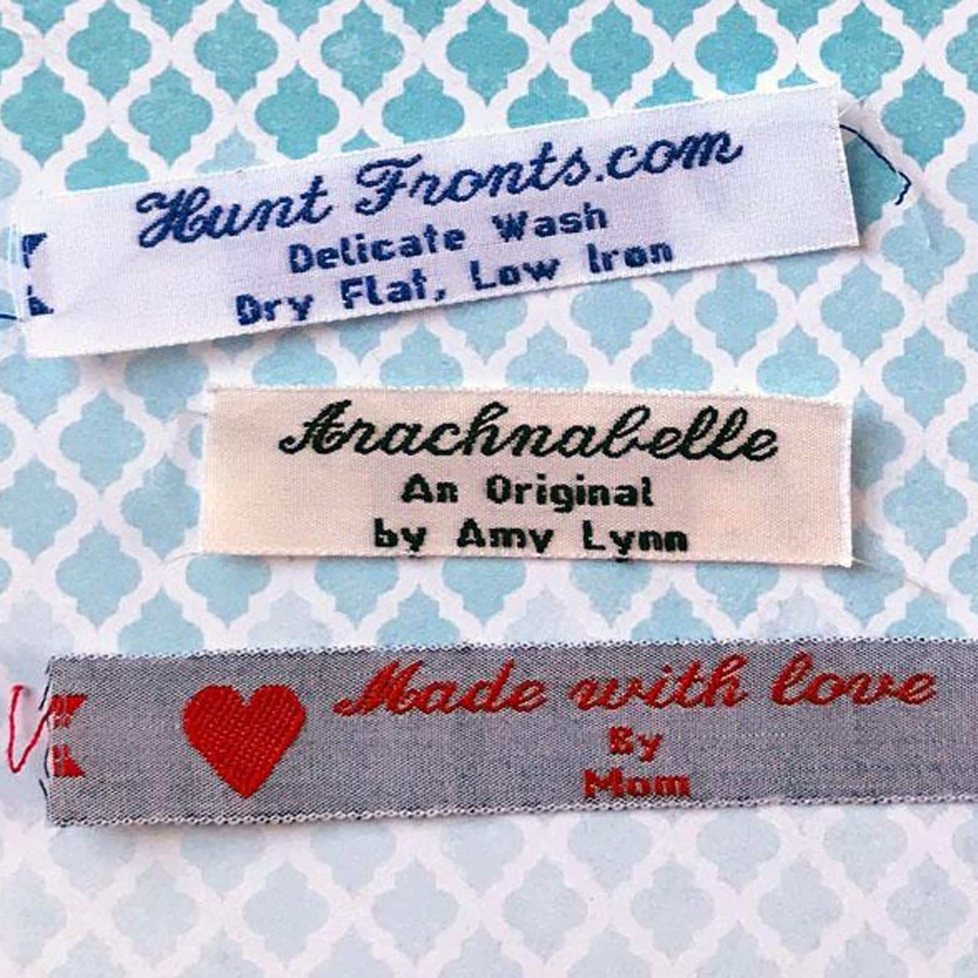 50 Woven Clothing Labels- 3 Lines of Text Sew or Iron on Style