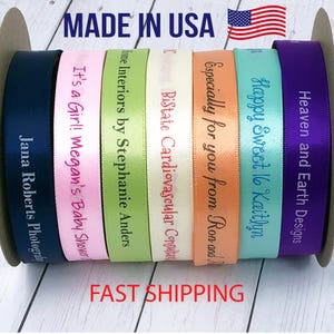 Personalized Ribbons, 5/8&quot; Width Personalized Satin Ribbon, Professionally Printed Favor Ribbon, Wedding Ribbon, Gift Ribbon, Custom Ribbon