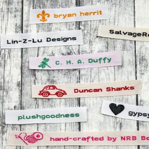 Custom Clothing Labels for your Beautiful Creations, 50 Labels made from Ecco friendly cotton, Available in Iron or sew on