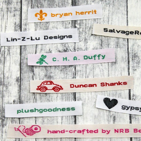 Custom Cotton Clothing Labels: Iron-On or Sew-On, 50 Woven Tags