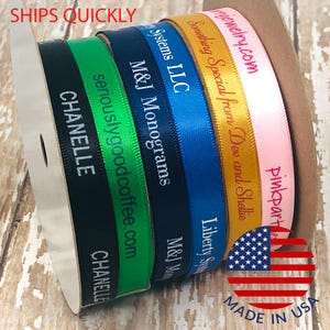 10 yards (30 feet) USA Made, Printed Personalized Satin Ribbon, 3/8&quot; Width Ribbon,  Gift, Favor, Holiday, Wedding customized Ribbon