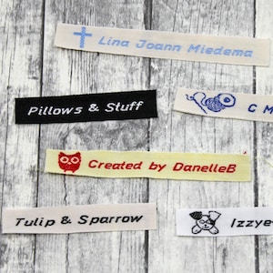 Woven Labels, Sewing Labels, Crochet Labels, Knitting Labels 1 Line of Text Sew or Iron On Style F9