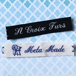 Sewing Labels, Knitting Labels, Custom Labels, Garment Labels, Woven Clothing Labels -1 Line of Script Text Sew or Iron On Style F31