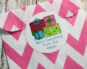 Holiday Gift Sticker and Tag, 12 Christmas Personalized Stickers,