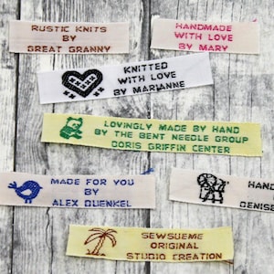 Clothing Labels, Clothing Tags, Garment Labels, Woven Labels, Sewing Labels 3 Lines of Text 3/8&quot; Sew or Iron On Style F18