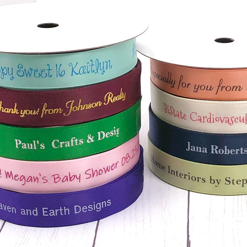 Imprinted Ribbons Personalized Satin Ribbon Professionally Etsy