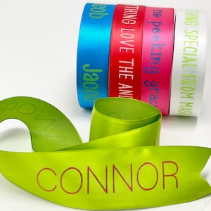 Personalized Holiday Ribbon, 10 yards (30 feet) Professionally Printed Christmas Favor Wedding Ribbon, Gift Ribbon, Custom Ribbon