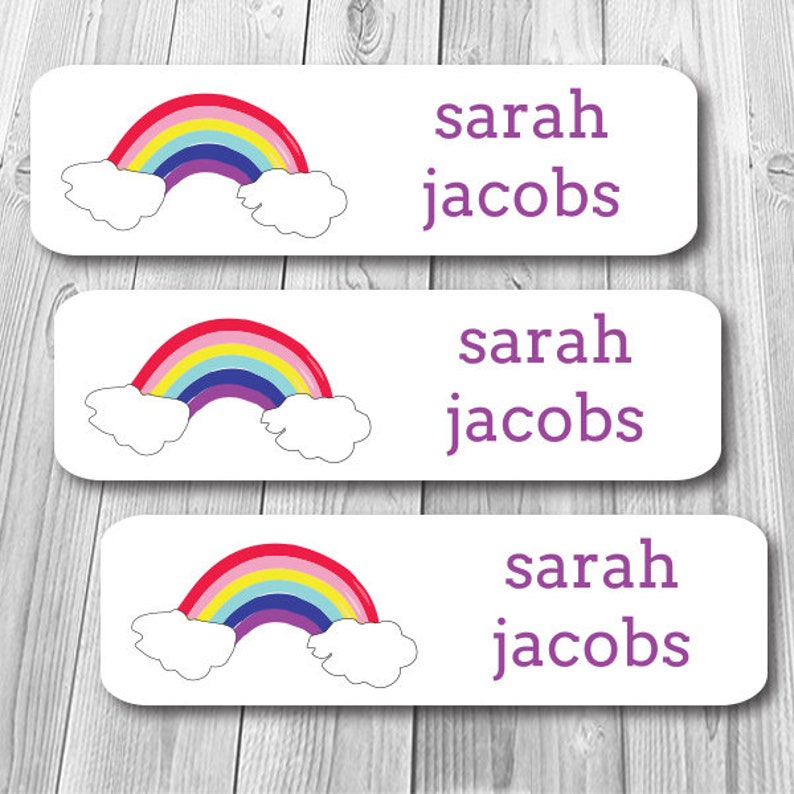 80 Rainbow Stickers Waterproof Labels Daycare Name Tags Etsy