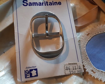 Silver Buckle French Samaritaine Paris NOS Brushed Stainless Steel #sophieladydeparis