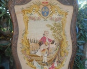 Tapestry Fire Screen Louis XVI Petit Point Fleur de Lys Walnut Frame Louis XV Style Bourbon Blazon sophieladydeparis