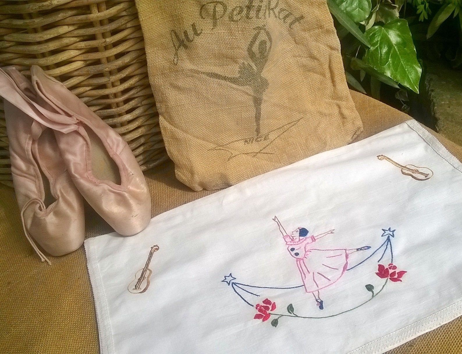 vintage white lingerie bag french cotton ballet dancer embroidered lingerie case nightgown pajama bag #sophieladydeparis