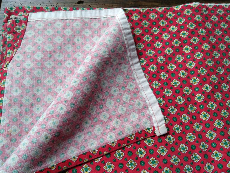 Red Provence Fabric or Tablecloth French Marignan Tagged Vintage Home Decor Cotton Fabric Sewing Project #sophieladydeparis