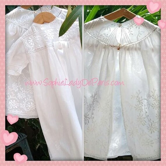 Ivory Beaded Christening Clothing Baby Embroidery Gown Baptism Dress with Cape