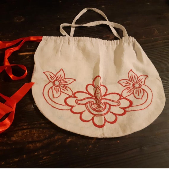 Antique Linen Bag French Redwork Tote #sophielady… - image 5