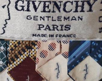 Vintage GIVENCHY Gentleman Silk Necktie Paris Made in France Gentleman Face Shape Embroidered #sophieladydeparis