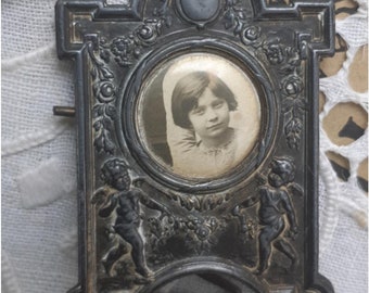 Miniature Angel Frame Art Nouveau French Silver Photo Frame Numbered Pattented #sophieladydeparis