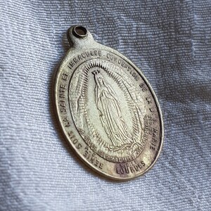 Antique Our Lady of Lourdes Medal 19th C  French Brass Medal