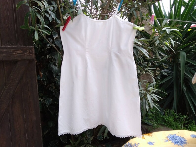 Victorian Slip White Straps Cotton Dress Curved French 1900's Large Slip Free Shipping sophieladydeparis image 3