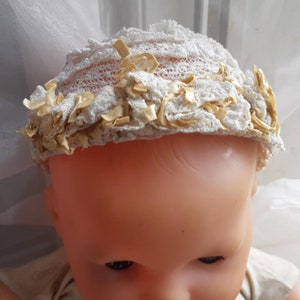 Antique Baby Cap French Lace Baby Bonnet with silk Ribbons or Doll Hat #sophieladydeparis